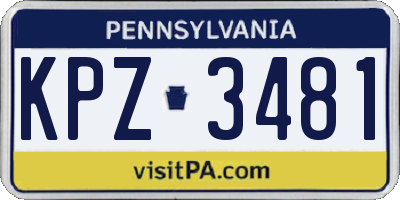 PA license plate KPZ3481