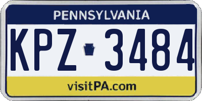 PA license plate KPZ3484