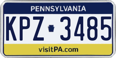 PA license plate KPZ3485