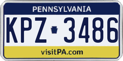 PA license plate KPZ3486