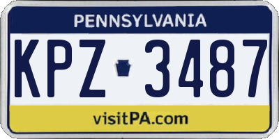 PA license plate KPZ3487