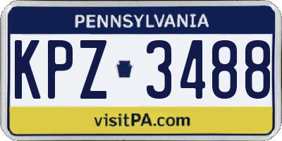 PA license plate KPZ3488