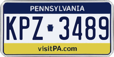 PA license plate KPZ3489