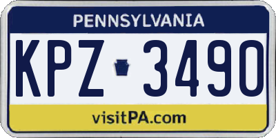 PA license plate KPZ3490