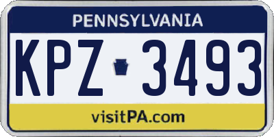 PA license plate KPZ3493