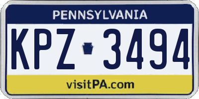 PA license plate KPZ3494