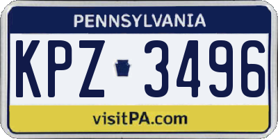 PA license plate KPZ3496