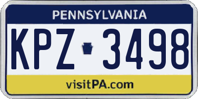 PA license plate KPZ3498