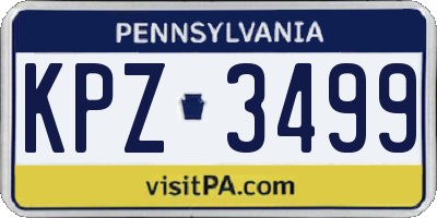 PA license plate KPZ3499