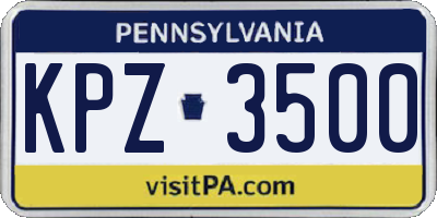 PA license plate KPZ3500