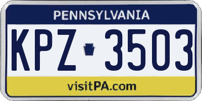 PA license plate KPZ3503