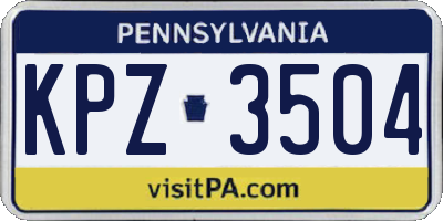 PA license plate KPZ3504