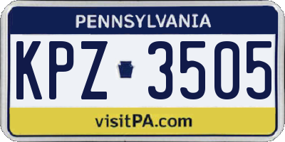 PA license plate KPZ3505
