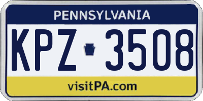 PA license plate KPZ3508
