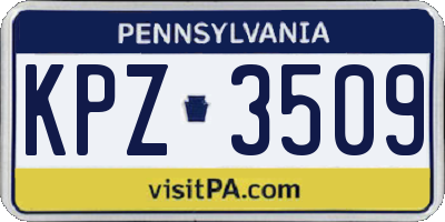 PA license plate KPZ3509