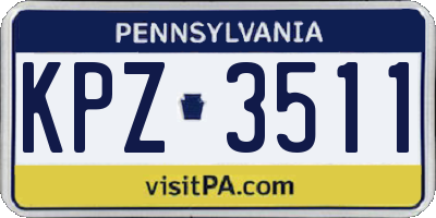 PA license plate KPZ3511