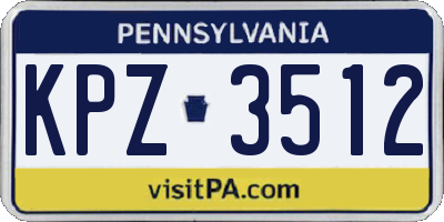 PA license plate KPZ3512