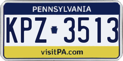 PA license plate KPZ3513