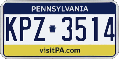PA license plate KPZ3514