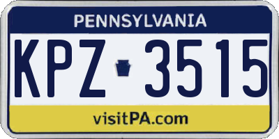 PA license plate KPZ3515