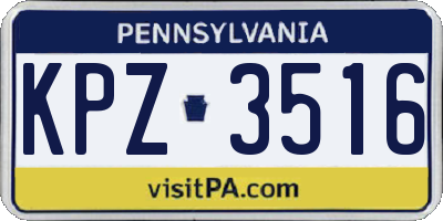 PA license plate KPZ3516