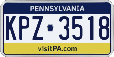 PA license plate KPZ3518