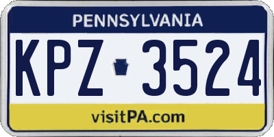 PA license plate KPZ3524