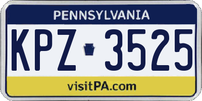 PA license plate KPZ3525