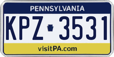 PA license plate KPZ3531