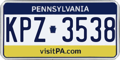 PA license plate KPZ3538