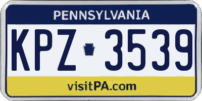 PA license plate KPZ3539