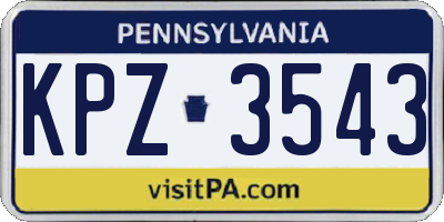 PA license plate KPZ3543