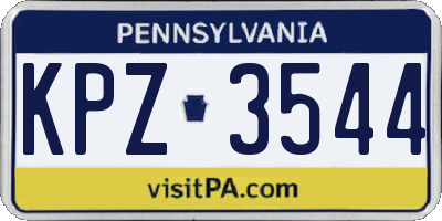 PA license plate KPZ3544