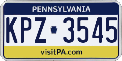 PA license plate KPZ3545
