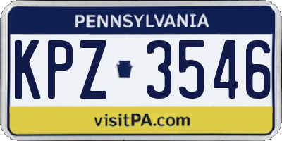 PA license plate KPZ3546