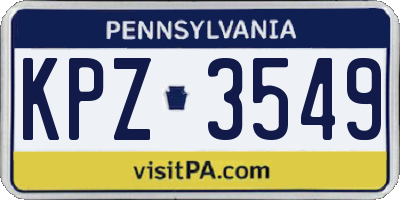 PA license plate KPZ3549