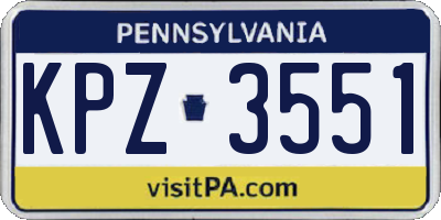 PA license plate KPZ3551