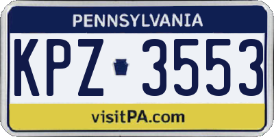 PA license plate KPZ3553