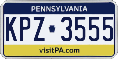 PA license plate KPZ3555