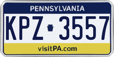 PA license plate KPZ3557