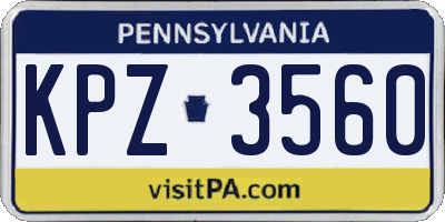 PA license plate KPZ3560