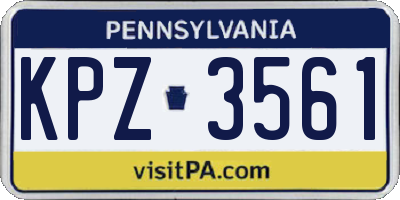 PA license plate KPZ3561