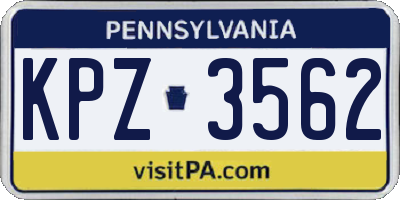 PA license plate KPZ3562