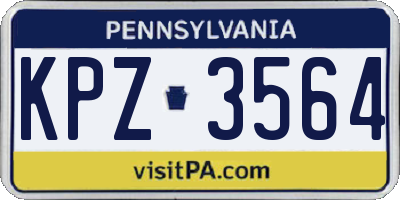 PA license plate KPZ3564
