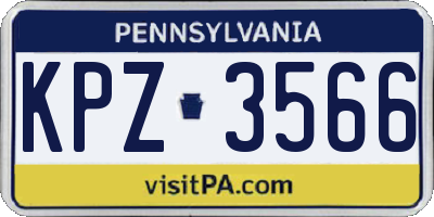 PA license plate KPZ3566