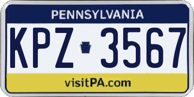PA license plate KPZ3567