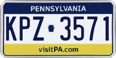 PA license plate KPZ3571
