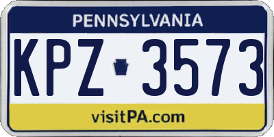 PA license plate KPZ3573