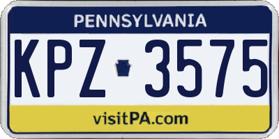 PA license plate KPZ3575