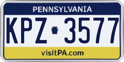 PA license plate KPZ3577
